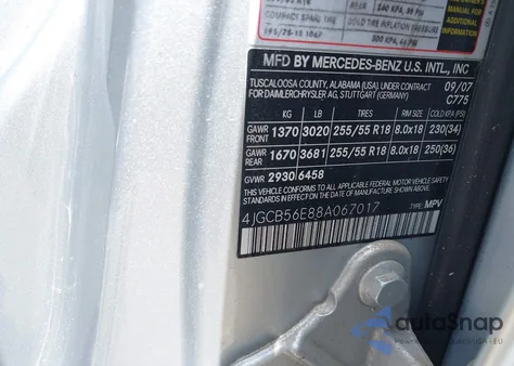 2008 Mercedes-Benz R 350 from USA, damaged, VIN 4JGCB56E88A067017